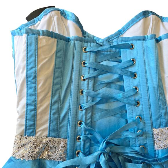 NWT Corset Story Blue Silver Overbust Corset Ren Fair Cosplay Top Size UK8 US4 - Picture 9 of 16